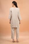 Shop_Naintara Bajaj_Beige Linen Embroidery, Lace V-neck Kurta And Pant Set _at_Aza_Fashions