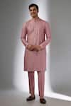 Buy_SALIL BHATIA_Pink , Chanderi Embroidery, Surat Mahal Thread Embellished Kurta Set _at_Aza_Fashions