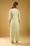 Shop_Naintara Bajaj_Green Chanderi Silk, Shantoon, Kota Doria Chikankari Pastel Kurta Pant Set _at_Aza_Fashions