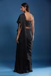 Shop_Samyukta Singhania_Black Chinon Beads, Fringe, Embroidery Embellished Blouse And Lehenga Saree Set _at_Aza_Fashions