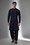 Buy_SALIL BHATIA_Blue Modal, Satin Embroidery, Sequins Swaroop Mahal Embellished Kurta Set _at_Aza_Fashions