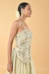 Shop_Keith Gomes_Ivory Tissue, Silk, Net Beads, Mirrors, And Embellished Tunic Palazzo Set _Online_at_Aza_Fashions