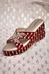 Shop Around Always Maroon Embroidery, Sequins, Beads Chhavi Velvet Zardozi Floral Motif Wedges at Aza Fashions Shop_Around Always_Maroon Embroidery, Sequins, Beads Chhavi Velvet Zardozi Floral Motif Wedges _at_Aza_Fashions