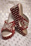 Buy Around Always Maroon Embroidery, Sequins, Beads Chhavi Velvet Zardozi Floral Motif Wedges at Aza Fashions Buy_Around Always_Maroon Embroidery, Sequins, Beads Chhavi Velvet Zardozi Floral Motif Wedges _at_Aza_Fashions