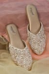 Shop Around Always Ivory Floral Hand Embroidered Flat Mules at Aza Fashions Shop_Around Always_Ivory Floral Hand Embroidered Flat Mules _at_Aza_Fashions