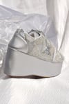 Around Always_Silver Amayra Sequin-bead Patchwork Wedge Sneakers _Online_at_Aza_Fashions