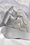 Shop_Around Always_Silver Amayra Sequin-bead Patchwork Wedge Sneakers _at_Aza_Fashions