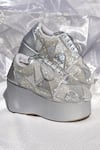 Buy_Around Always_Silver Amayra Sequin-bead Patchwork Wedge Sneakers _Online_at_Aza_Fashions