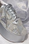 Shop_Around Always_Silver Amayra Sequin-bead Patchwork Wedge Sneakers _Online_at_Aza_Fashions