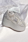 Buy_Around Always_Silver Amayra Sequin-bead Patchwork Wedge Sneakers _at_Aza_Fashions