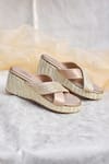 Shop_Around Always_Gold Sequins Echo Criss-cross Strap Wedges _at_Aza_Fashions