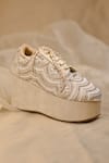 Buy_Around Always_Ivory Reet Zardozi Floral Scalloped Platform Sneakers _at_Aza_Fashions