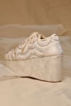 Shop_Around Always_Ivory Reet Zardozi Floral Scalloped Platform Sneakers _at_Aza_Fashions