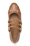 Buy_Dang Shoes_Brown Lucy Nappa Leather Buckle Strap Bellies _Online_at_Aza_Fashions