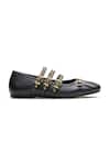 Dang Shoes_Black Lucy Buckle And Eyelet Embellished Ballet Flats _Online_at_Aza_Fashions