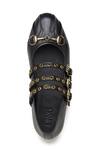 Shop_Dang Shoes_Black Lucy Buckle And Eyelet Embellished Ballet Flats _Online_at_Aza_Fashions