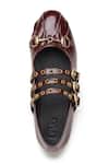 Buy_Dang Shoes_Burgundy Lucy Buckle Strap And Horsebit Detail Ballet Flats _at_Aza_Fashions