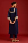 Shop_Devnaagri_Navy Chanderi , Organza Embroidery, Sequins, Mirrors Round Kurta Set _at_Aza_Fashions