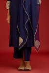 Shop_Devnaagri_Navy Chanderi , Organza Embroidery, Sequins, Mirrors Round Kurta Set _Online_at_Aza_Fashions