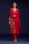 Buy_Devnaagri_Fuchsia Chanderi , Organza Embroidery, Mirrors, Sequins Kurta Set _at_Aza_Fashions