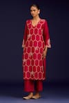 Shop_Devnaagri_Fuchsia Chanderi , Organza Embroidery, Mirrors, Sequins Kurta Set _Online_at_Aza_Fashions