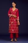 Buy_Devnaagri_Fuchsia Chanderi , Organza Embroidery, Mirrors, Sequins Kurta Set 