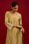 Buy_Devnaagri_Green Chanderi , Organza Embroidery, Sequins, Mirrors Dori Kurta Set 