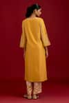 Shop_Devnaagri_Mustard Chanderi , Shantoon, Organza Embroidery, Dori Kurta Set _at_Aza_Fashions