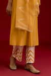 Buy_Devnaagri_Mustard Chanderi , Shantoon, Organza Embroidery, Dori Kurta Set _Online_at_Aza_Fashions
