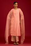 Buy_Devnaagri_Pink Chanderi , Shantoon, Organza Embroidery, Dori And Work Kurta Set _at_Aza_Fashions