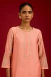 Devnaagri_Pink Chanderi , Shantoon, Organza Embroidery, Dori And Work Kurta Set _at_Aza_Fashions