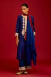 Buy_Devnaagri_Blue Silk, Silk, Embroidery, Sequins, Bandhej Kurta Pant Set _at_Aza_Fashions