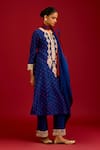Buy_Devnaagri_Blue Silk, Silk, Embroidery, Sequins, Bandhej Kurta Pant Set _Online_at_Aza_Fashions