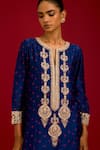 Buy_Devnaagri_Blue Silk, Silk, Embroidery, Sequins, Bandhej Kurta Pant Set 