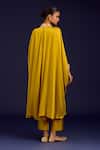 Shop_Devnaagri_Mustard Modal, Satin Embroidery, Mirrors, Sequins V-neck Dori Kaftan And Pant Set _at_Aza_Fashions