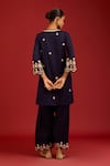 Shop_Devnaagri_Navy Silk Satin, , Satin, Organza Sequins, Mirrors, Kurta Set _at_Aza_Fashions