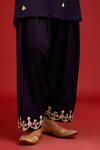 Devnaagri_Navy Silk Satin, , Satin, Organza Sequins, Mirrors, Kurta Set _at_Aza_Fashions