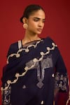 Devnaagri_Navy Silk Satin, , Satin, Organza Sequins, Mirrors, Kurta Set _Online