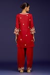 Shop_Devnaagri_Maroon Cotton Satin, Silk, Organza Sequins, Mirrors, And Dori Kurta Set _at_Aza_Fashions