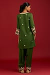 Shop_Devnaagri_Green Cotton Satin, Silk, Organza Sequins, Mirrors, Embroidery And Dori Kurta Set _at_Aza_Fashions