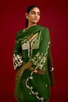Buy_Devnaagri_Green Cotton Satin, Silk, Organza Sequins, Mirrors, Embroidery And Dori Kurta Set 