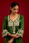 Shop_Devnaagri_Green Cotton Satin, Silk, Organza Sequins, Mirrors, Embroidery And Dori Kurta Set 