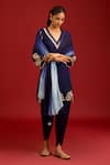 Buy_Devnaagri_Blue Cotton Satin, , Cotton, Satin, Crepe Sequins, And Dori Kurta Set _at_Aza_Fashions