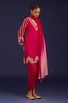 Buy_Devnaagri_Fuchsia Cotton Satin, Silk, Cotton, Crepe Sequins, Mirrors, Kurta Dhoti Pant Set _at_Aza_Fashions