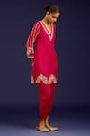 Shop_Devnaagri_Fuchsia Cotton Satin, Silk, Cotton, Crepe Sequins, Mirrors, Kurta Dhoti Pant Set _Online_at_Aza_Fashions