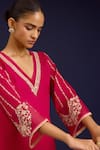 Shop_Devnaagri_Fuchsia Cotton Satin, Silk, Cotton, Crepe Sequins, Mirrors, Kurta Dhoti Pant Set 