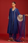 Buy_Devnaagri_Blue , Shantoon, Organza Mirrors, Sequins, And Dori Kurta Set _at_Aza_Fashions