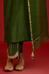 Devnaagri_Green Silk, Chanderi Mirrors, Sequins, Embroidery, Tassels And Dori Kurta Set _Online_at_Aza_Fashions