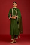 Buy_Devnaagri_Green Silk, Chanderi Mirrors, Sequins, Embroidery, Tassels And Dori Kurta Set _at_Aza_Fashions