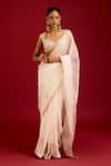 Buy_Devnaagri_Ivory Modal, Satin, Organza, Mirrors, Sequins, And Saree With Blouse _at_Aza_Fashions